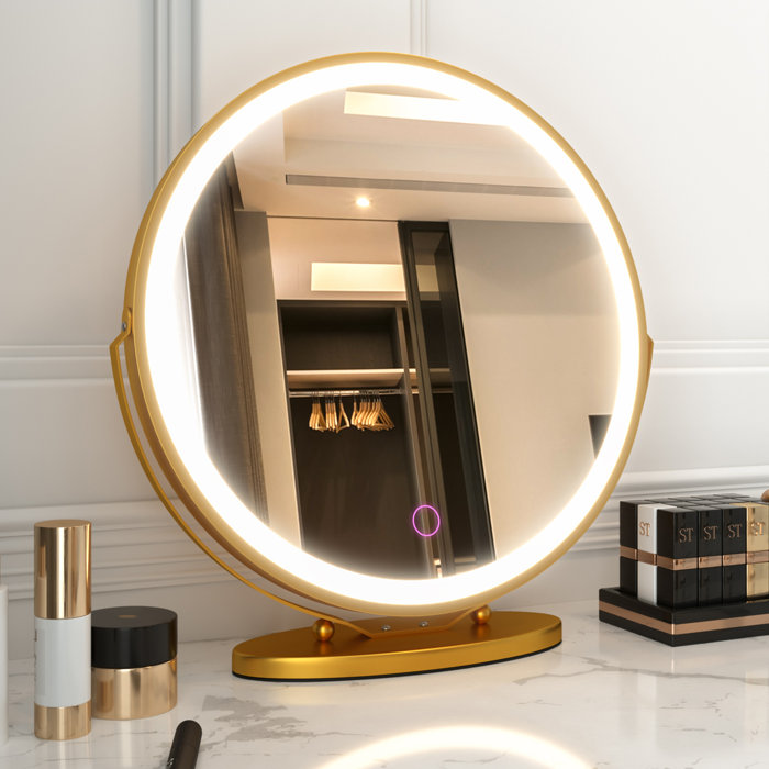 Everly Quinn Erkki Round LED Metal Dresser Mirror & Reviews Wayfair